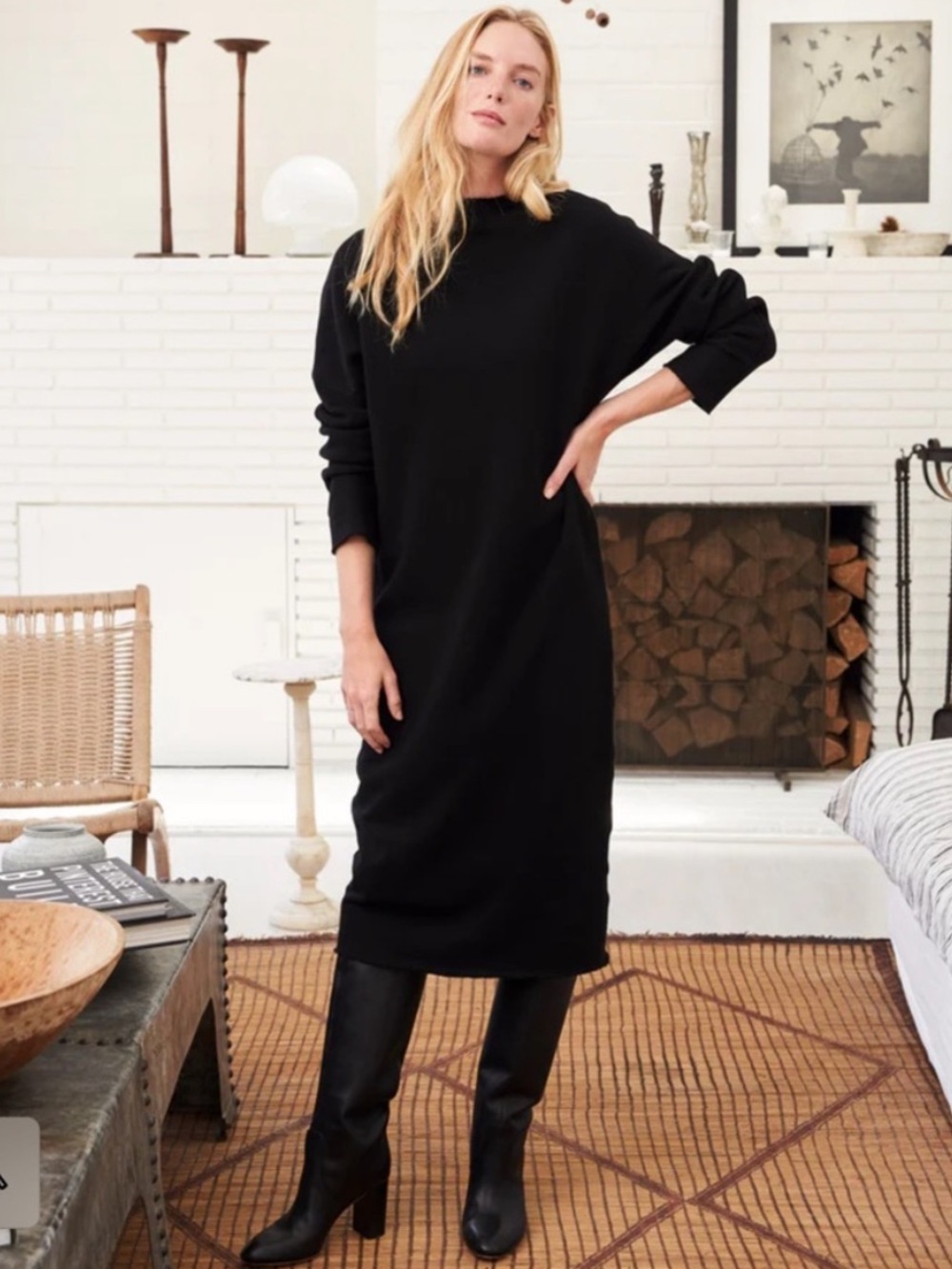 Frank & Eileen Isabelle Funnel-Neck Sweatshirt Midi Dress - Small
